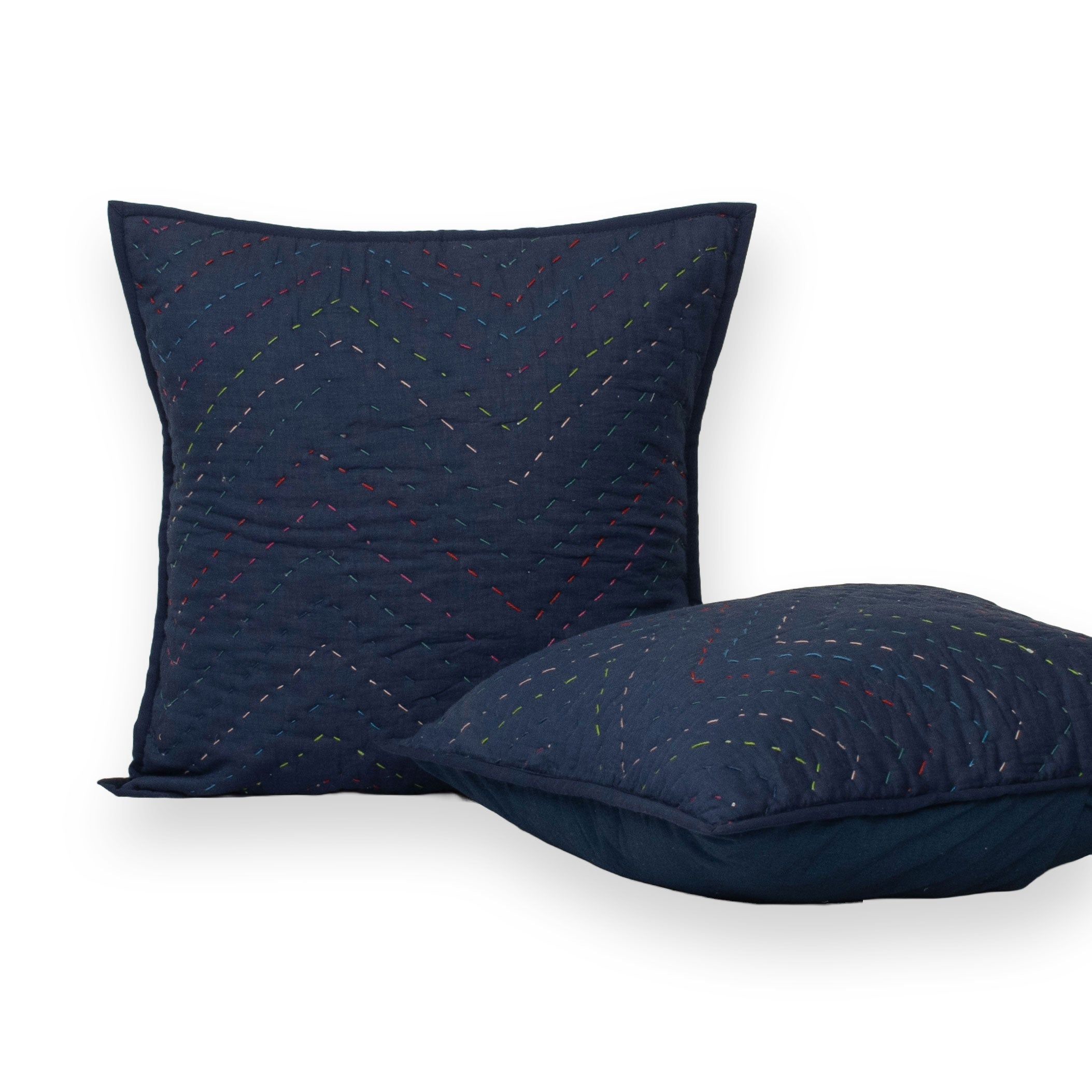 Blue Handmade Cotton Kantha Cushion Covers